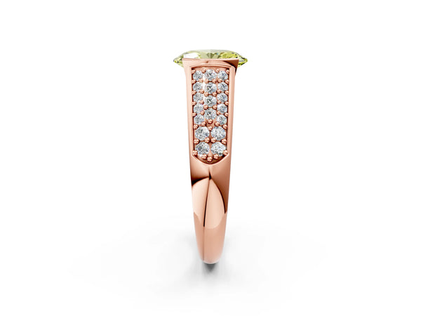Rose gold Fancy Yellow Oval Cut Diamond Channel Set Pave Band with Tension Prong Setting
