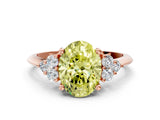 Rose gold Fancy Yellow Oval Cut Cut Diamond Cluster Ring with Solitaire Band and Four-Prong Setting_12