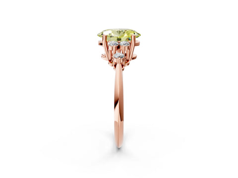 Rose gold Fancy Yellow Oval Cut Cut Diamond Cluster Ring with Solitaire Band and Four-Prong Setting_14