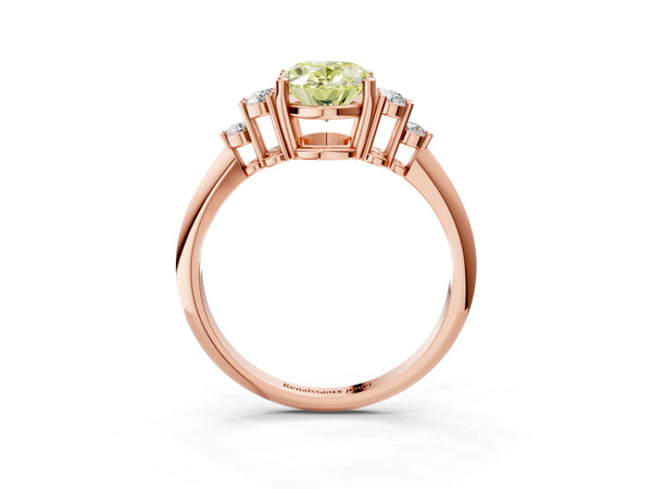 Rose Gold Oval Cluster Accent Engagement Ring Setting for Fancy Yellow Center