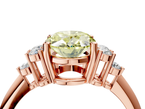 Rose gold Fancy Yellow Oval Cut Cut Diamond Cluster Ring with Solitaire Band and Four-Prong Setting_16