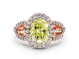 Rose gold Fancy Yellow Oval Cut Cut Diamond Halo Engagement Ring with Open Split Pavé Band