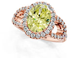 Rose gold Fancy Yellow Oval Cut Cut Diamond Halo Engagement Ring with Open Split Pavé Band_1