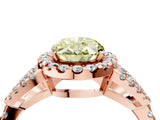 Rose gold Fancy Yellow Oval Cut Cut Diamond Halo Engagement Ring with Open Split Pavé Band_4