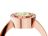 Rose gold Fancy Yellow Oval Cut-Cut Diamond Halo Engagement Ring with Pave Band and Prong Setting_4