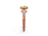 Rose gold Fancy Yellow Oval Cut Cut Diamond Milgrain Pave Band Four-Prong Setting Ring_5