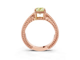 Rose gold Fancy Yellow Oval Cut Cut Diamond Milgrain Pave Band Four-Prong Setting Ring_6