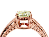 Rose gold Fancy Yellow Oval Cut Cut Diamond Milgrain Pave Band Four-Prong Setting Ring_7