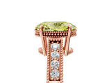Rose gold Fancy Yellow Oval Cut Cut Diamond Milgrain Pave Band Four-Prong Setting Ring_8