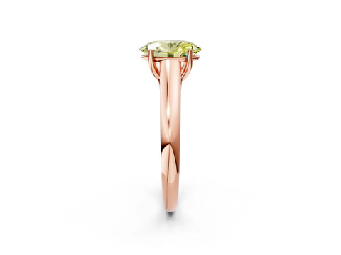Rose gold Fancy Yellow Oval Cut Cut Diamond Solitaire Engagement Ring with Tapered Plain Band and Four-Prong Setting_2