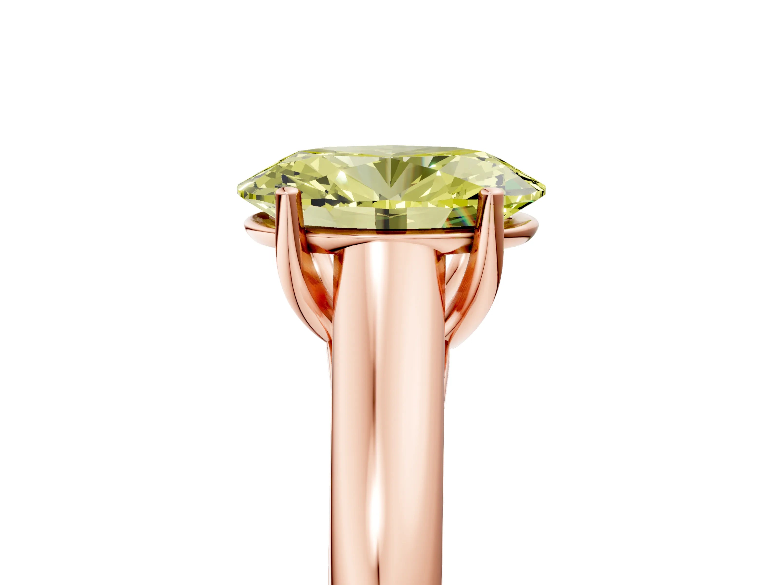 Rose gold Fancy Yellow Oval Cut Cut Diamond Solitaire Engagement Ring with Tapered Plain Band and Four-Prong Setting_5