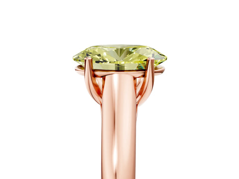 Rose gold Fancy Yellow Oval Cut Cut Diamond Solitaire Engagement Ring with Tapered Plain Band and Four-Prong Setting_5