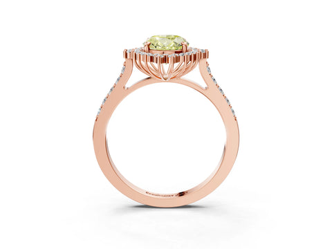 Rose gold Fancy Yellow Oval Cut Cut Diamond Sunburst Halo Engagement Ring with Pavé Band_3