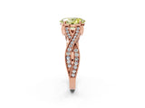 Rose gold Fancy Yellow Oval Cut Cut Diamond Twisted Band with Milgrain Pave Setting and Four-Prong Setting_2