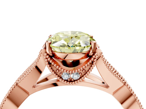 Rose gold Fancy Yellow Oval Cut Cut Diamond Twisted Band with Milgrain Pave Setting and Four-Prong Setting_4