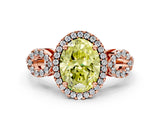 Rose gold Fancy Yellow Oval Cut Cut Halo Diamond Infinity Band with Four-Prong Setting