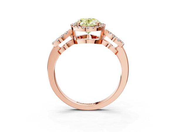 Rose Gold Oval Pave Infinity Halo Engagement Ring Setting for Fancy Yellow Center