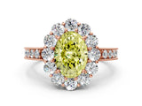 Rose gold Fancy Yellow Oval Cut Cut Halo Diamond Pavé Engagement Ring with Milgrain Detailing