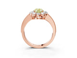 Rose gold Fancy Yellow Oval Cut Cut Halo Diamond Pavé Engagement Ring with Milgrain Detailing_3
