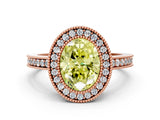 Rose gold Fancy Yellow Oval Cut Cut Halo Pavé Diamond Ring