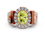 Rose gold Fancy Yellow Oval Cut Cut Halo Split Shank Prong Set Ring