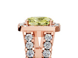 Rose gold Fancy Yellow Oval Cut Cut Halo Split Shank Prong Set Ring_5