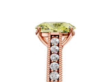 Rose gold Fancy Yellow Oval Cut Cut Pave Band Milgrain Solitaire Ring_5