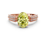 Rose gold Fancy Yellow Oval Cut Cut Pave Split Shank Engagement Ring with Four-Prong Setting