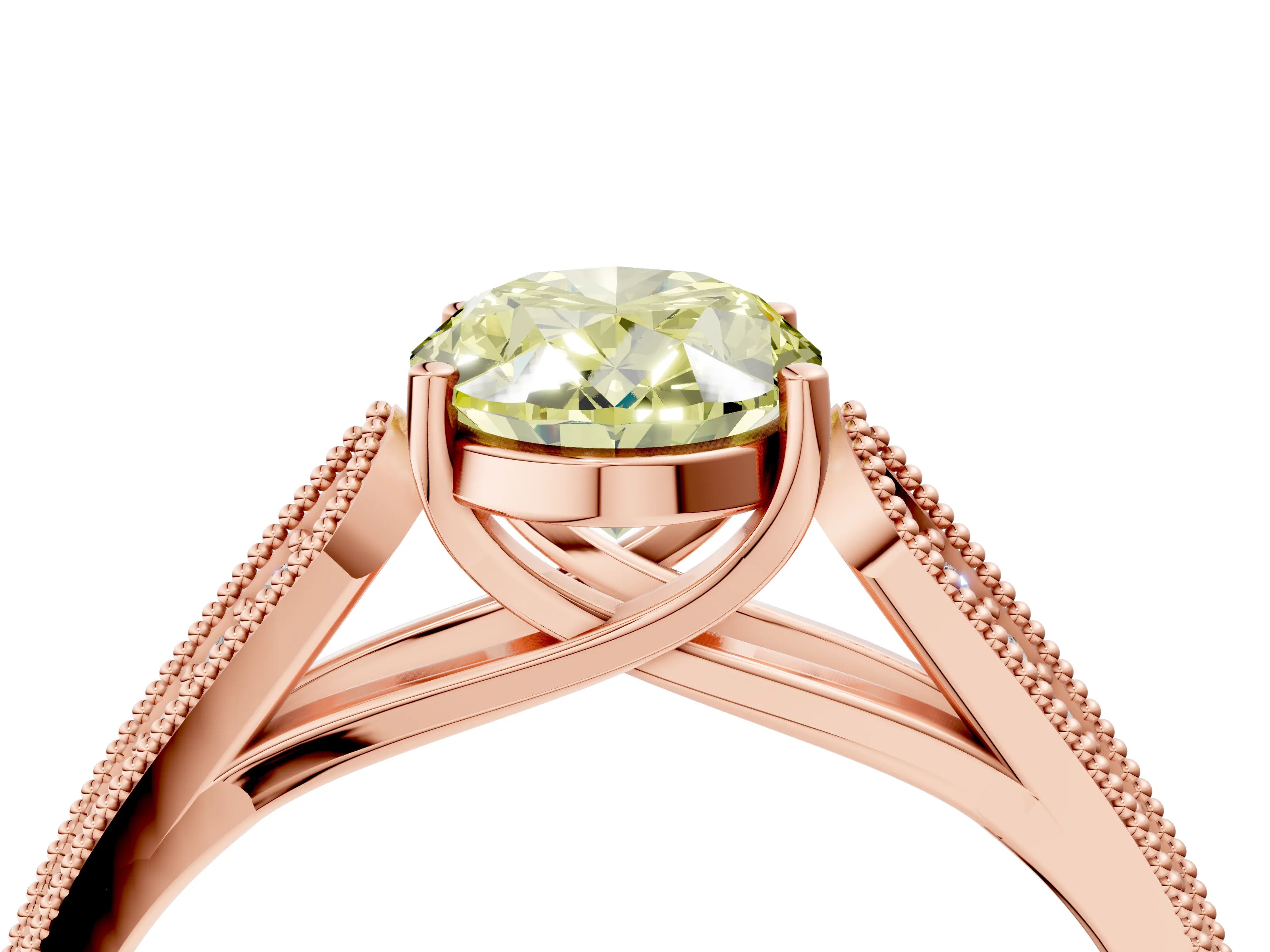 Rose gold Fancy Yellow Oval Cut Cut Pave Split Shank Engagement Ring with Four-Prong Setting_4