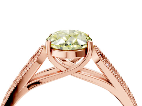 Rose gold Fancy Yellow Oval Cut Cut Pave Split Shank Engagement Ring with Four-Prong Setting_4
