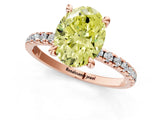 Rose gold Fancy Yellow Oval Cut Diamond Brilliant Solitaire Ring with Pavé Band and Four-Prong Setting_25