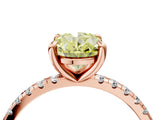 Rose gold Fancy Yellow Oval Cut Diamond Brilliant Solitaire Ring with Pavé Band and Four-Prong Setting_28