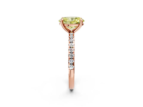 Rose gold Fancy Yellow Oval Cut Diamond Brilliant Solitaire Ring with Pavé Band and Four-Prong Setting_2