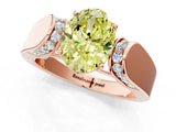 Rose gold Fancy Yellow Oval Cut Diamond Channel Set Solitaire Ring with Four-Prong Setting_13