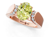 Rose gold Fancy Yellow Oval Cut Diamond Channel Set Solitaire Ring with Four-Prong Setting_37