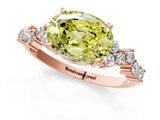 Rose gold Fancy Yellow Oval Cut Diamond Cluster Pavé Band with Four-Prong Setting_13
