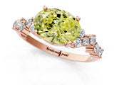 Rose gold Fancy Yellow Oval Cut Diamond Cluster Pavé Band with Four-Prong Setting_4