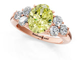 Rose gold Fancy Yellow Oval  Cut Diamond Cluster Ring with Round Accent Stones and Prong Setting on a Classic Band_52