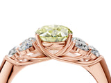 Rose gold Fancy Yellow Oval  Cut Diamond Cluster Ring with Round Accent Stones and Prong Setting on a Classic Band_55