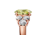 Rose gold Fancy Yellow Oval  Cut Diamond Cluster Ring with Round Accent Stones and Prong Setting on a Classic Band_56