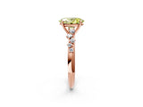 Rose gold Fancy Yellow Oval Cut Diamond Cluster Side Stone Solitaire Ring with Prong Setting_72