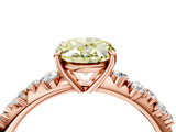 Rose gold Fancy Yellow Oval Cut Diamond Cluster Side Stone Solitaire Ring with Prong Setting_74