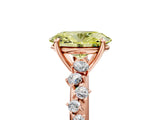 Rose gold Fancy Yellow Oval Cut Diamond Cluster Side Stone Solitaire Ring with Prong Setting_75