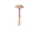 Rose gold Fancy Yellow Oval Cut Diamond Cushion Halo Ring with Pavé Band_2