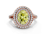 Rose gold Fancy Yellow Oval Cut Diamond Double Halo Ring with Pavé Band and Prong Setting_58