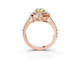 Rose gold Fancy Yellow Oval Cut Diamond Double Halo Ring with Pavé Band and Prong Setting_61