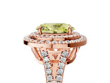 Rose gold Fancy Yellow Oval Cut Diamond Double Halo Ring with Pavé Band and Prong Setting_63