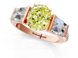 Rose gold Fancy Yellow Oval Cut Diamond Engagement Ring with Baguette Side Stones and Channel Set Band_21