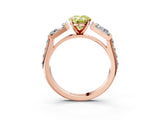 Rose gold Fancy Yellow Oval Cut Diamond Engagement Ring with Baguette Side Stones and Channel Set Band_23