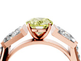 Rose gold Fancy Yellow Oval Cut Diamond Engagement Ring with Baguette Side Stones and Channel Set Band_24